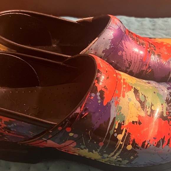 Dansko Women’s Multicolor Paint Splatter Clog Shoes Size 41/ 10-11s - Picture 10 of 12